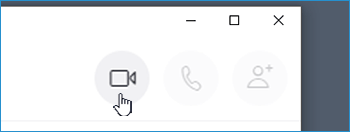 The camera icon in Skype starts a video call.