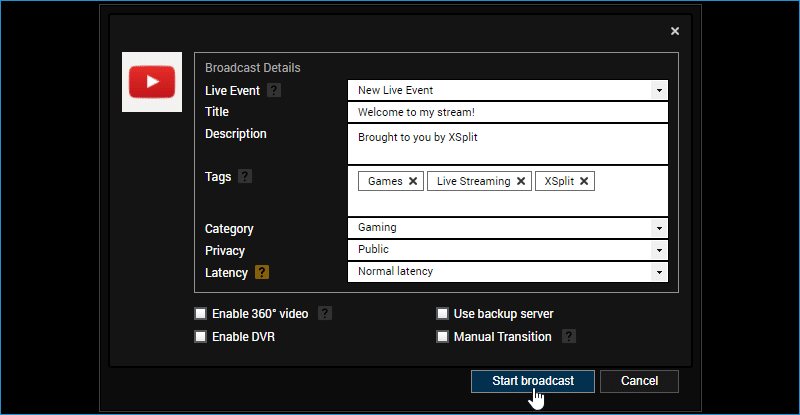 Broadcast details can be edited before going live. These include the live video&apos;s title, description and content tags.