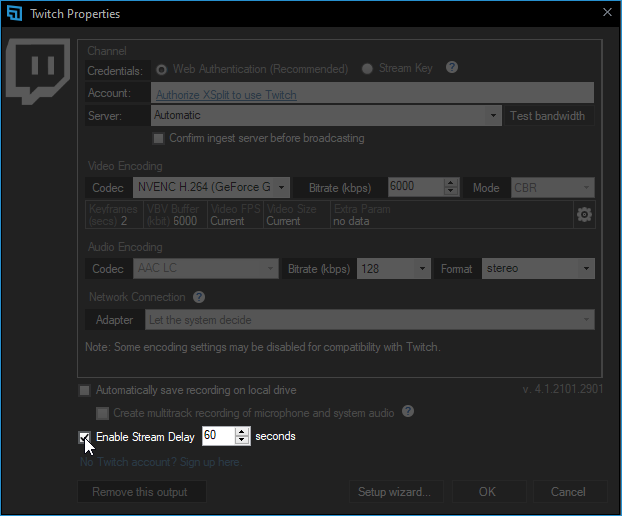 Setting Up Stream Delay Xsplit Support