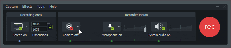 Record your VCam footage as normal