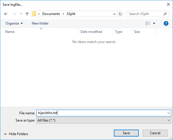 Naming the HiJackthis file with a .txt file type