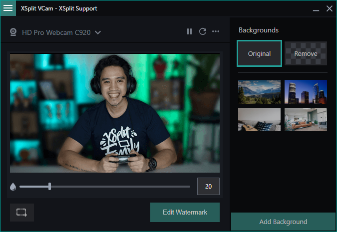 XSplit VCam with background blurred