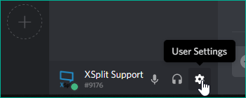 User settings icon highlighted on Discord