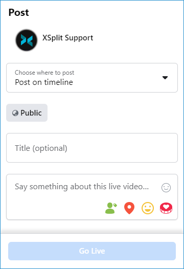 Setting post details on Facebook before going live