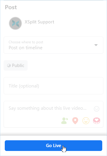 Go Live button active and ready to be clicked once all the information needed has been set