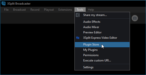 Plugin Store option via the Tools menu in XBC