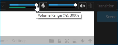 Volume range of 300 percent as reflected in XBC's Stage audio controls