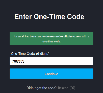 XSplit sign in - OTP code entered before sign in