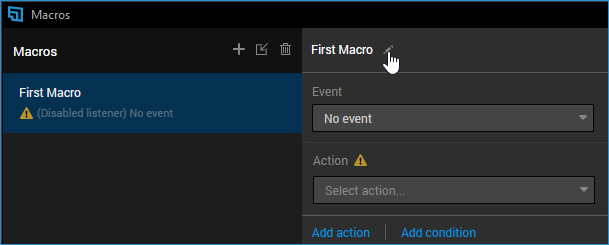 Highlighting the edit button to edit your Macro's name