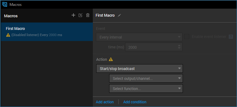 Showing the option to add another action or condition in your macro