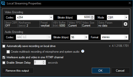 Local Streaming properties overview