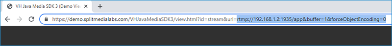 the RTMP segment of the local streaming URL is copied from the browser