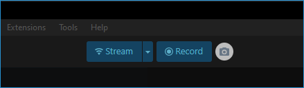 A Stream button can be found under the top bar to quickly start your broadcast.
