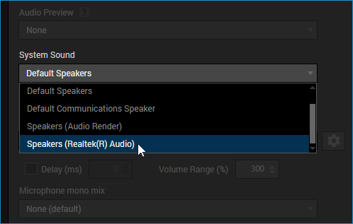 Selecting Speakers as the System Sound option
