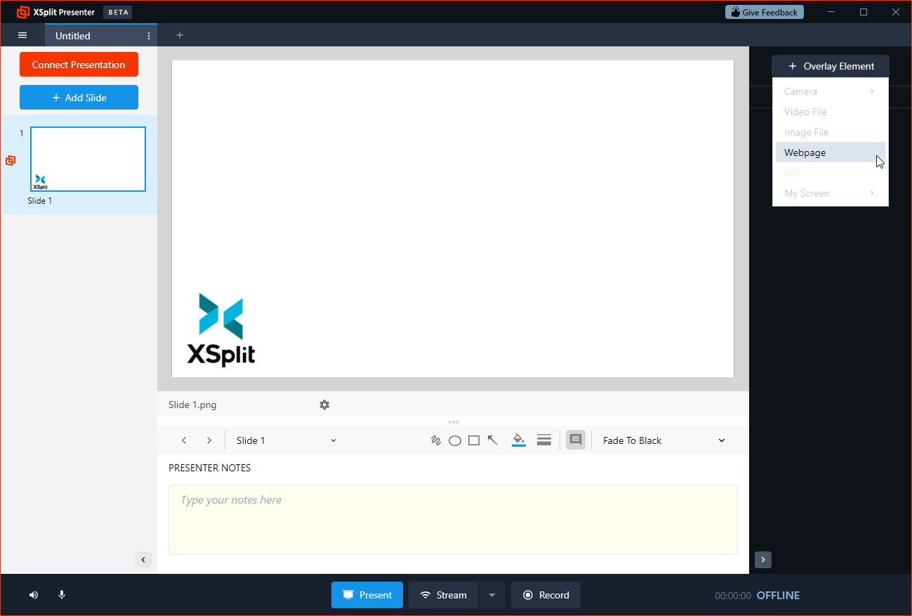XPT Adding a webpage as an overlay element
