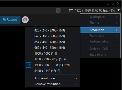 XBC Stage resolution set to 1920x1080