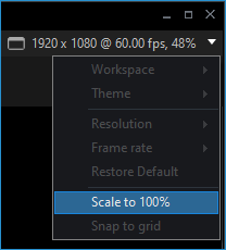 Scale to 100% highlighted in XBC's stage options