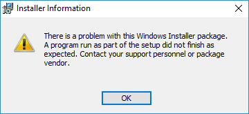 Windows Installer package error