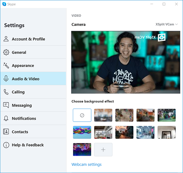 XVC showing as mirrored in Skype's audio and video settings