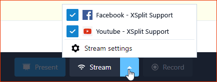 Option to stream simultaneously next to the Stream button
