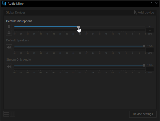 Adjusting the Default Microphone volume in Audio Mixer