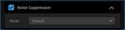 Audio Effects with Noise Suppression enabled. The drop-down menu underneath it allows you to select the mode for Noise Suppression.