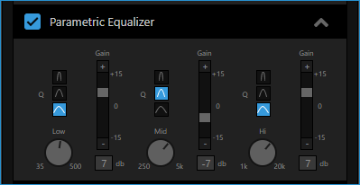 Audio Mixer - Parametric Equalizer enabled