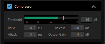 Audio effects - with compressor enabled