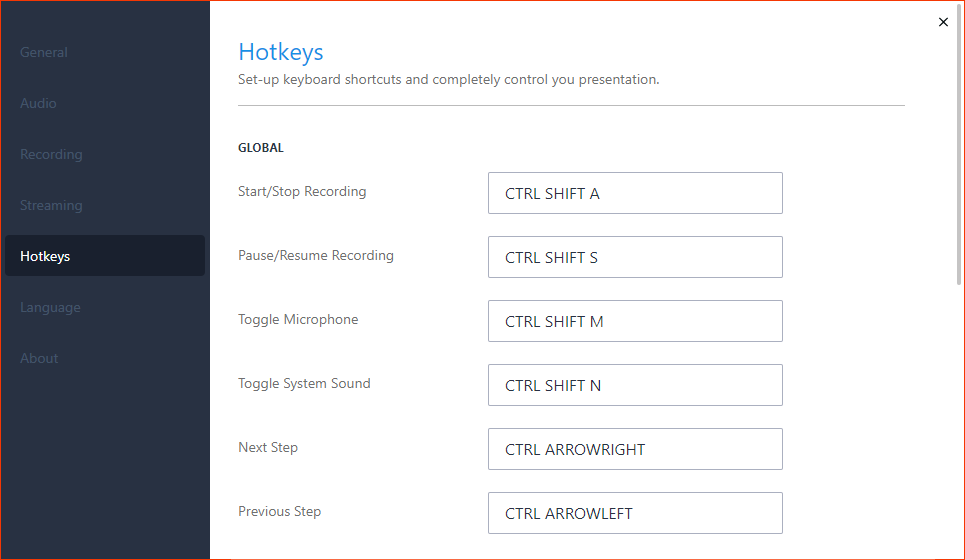 XPT Settings - hotkeys are already set in the hotkeys tab