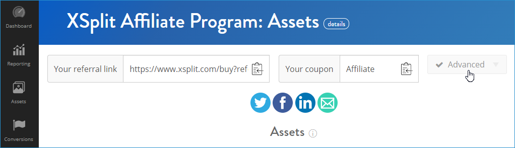 XSplit Affiliate Program - Referral page overview
