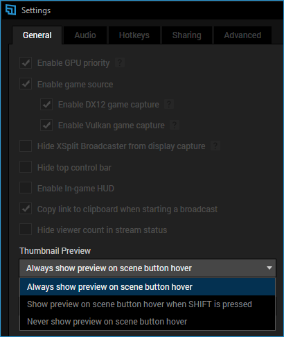 Thumbnail Preview setting will be shown at the bottom of the General Settings tab. 