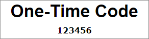 One time code received via email