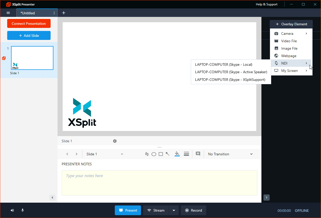 XPT Adding an active NDI source as am overlay element