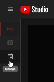 Manage button in YouTube Studio