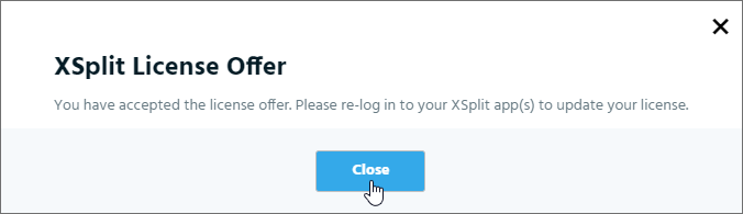 Xsplit License offer successfully accepted