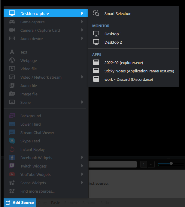 Desktop Capture - Monitor Capture is used to capture an entire display screen area