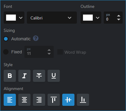 Text Source properties - Text formatting options