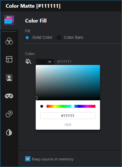Color Matte Widget - Solid Color Settings